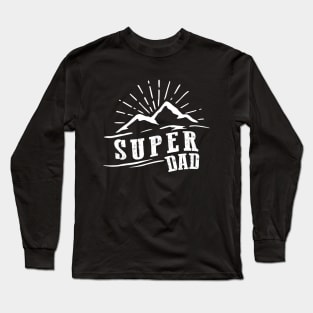 Fathers Day Super Dad Vintage Summer Mountains Long Sleeve T-Shirt